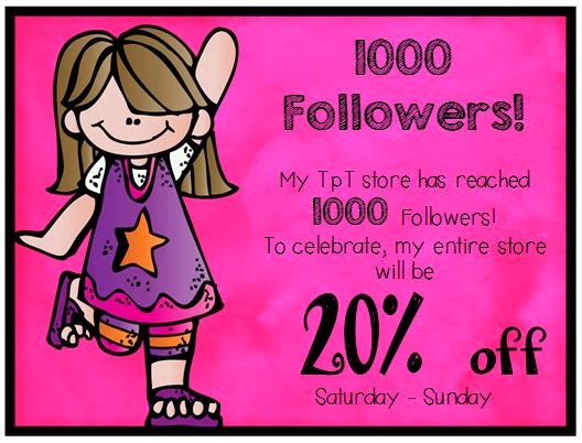 1,000 Followers and a SALE!
